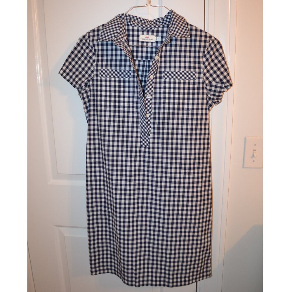 Vineyards Vines Navy and White Checkered Dress - Size 4